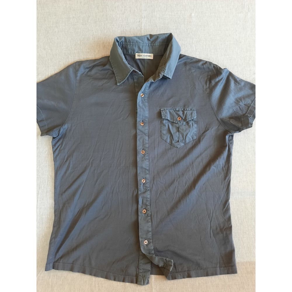 Primo Emporio Men Large Casual‎ Purple Button Pocket Shirt Short Sleeve Cotton